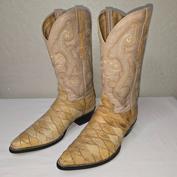 El General 1901 Exotic Skins Patchwork Western Cowboy Boots Men's USA Size: 8.5 - Picture 3 of 13